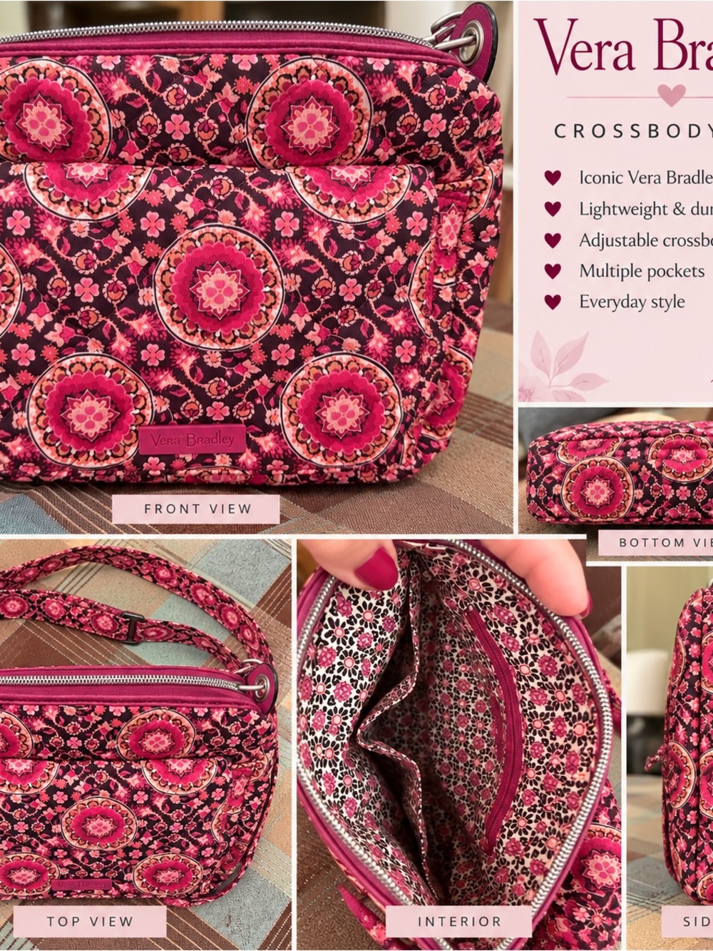 Vera Bradley Raspberry Medallion Crossbody Bag